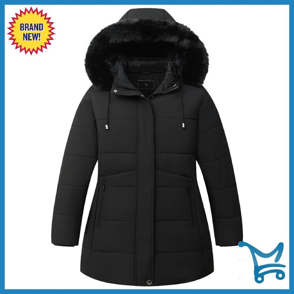 Plus Size Winter Down Coat Waterproof Detachable Hood Parka Jacket